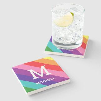 Porta-copo De Pedra Arco-Íris 8 Stripe Orgulho gay Monograma Personali
