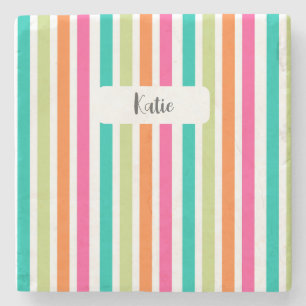 Porta-copo De Pedra Arco-íris com faixas verticais coloridas retrorcol