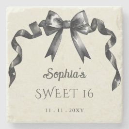 Porta-copo De Pedra Arco preto de coquete de aquarela elegante doce 16