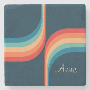 Porta-copo De Pedra Arcos coloridos no estilo retrô
