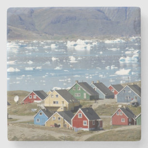 Porta-copo De Pedra Arquitetura colorida da cidade, Narsaq,