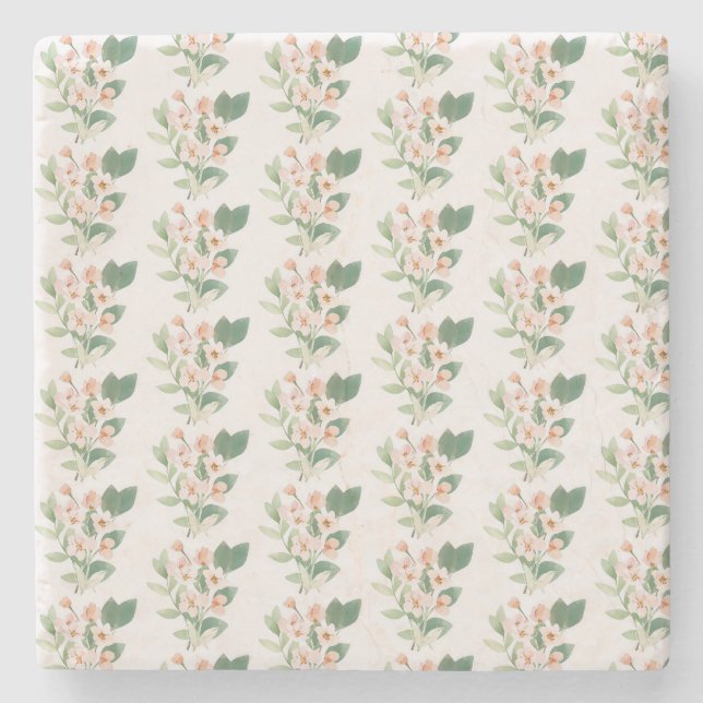 Porta-copo De Pedra Arranjo Floral Retro Suave (Frente)