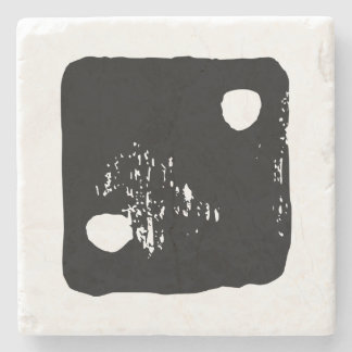 Porta-copo De Pedra Arroz Negro e Branco #2 Linocuto Russo