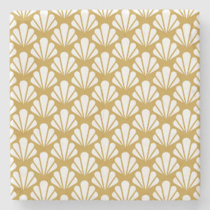 Porta-copo De Pedra Art Deco, padrão floral geométrico sem costura.