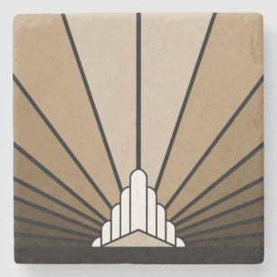 Porta-copo De Pedra Art deco sun em bronzeado