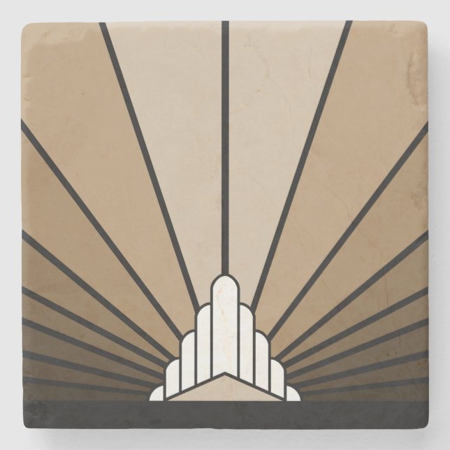 Porta-copo De Pedra Art deco sun em bronzeado (Frente)