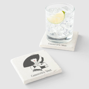 Porta-copo De Pedra Art Deco Woman Em Big Hat Luva RL