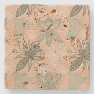 Porta-copo De Pedra Art Nouveau Pastel Pink Flower Vetor