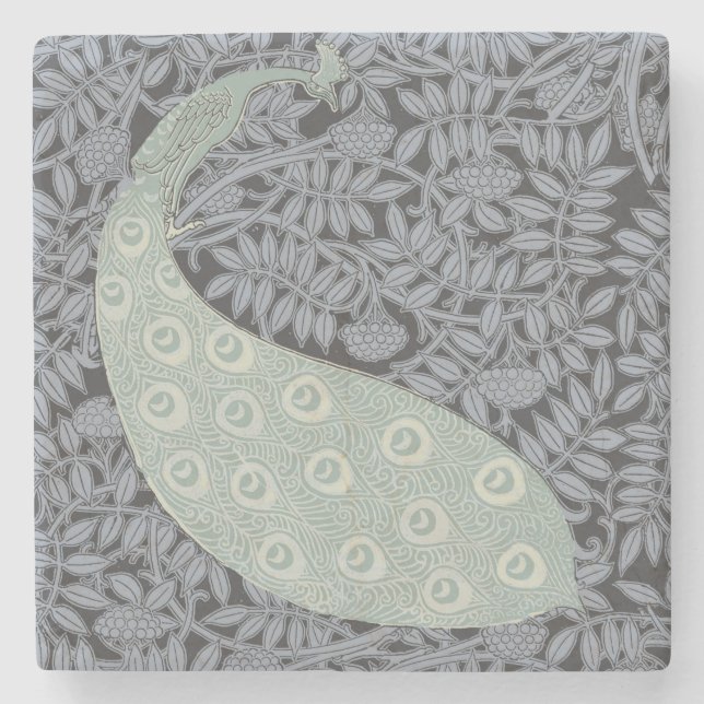 Porta-copo De Pedra Art Nouveau Peacock Classic Vintage Bird (Frente)