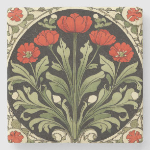 Porta-copo De Pedra Art Nouveau Red Tulip