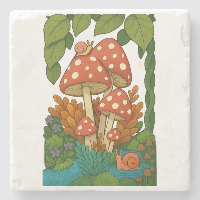 Porta-copo De Pedra Arte botânica (Frente)