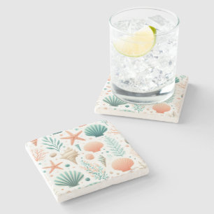 Porta-copo De Pedra Arte Coastal Shell