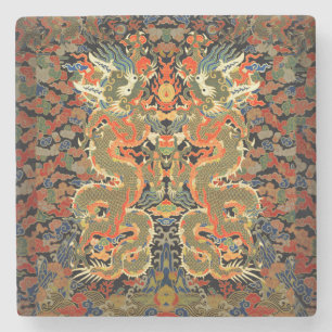 Porta-copo De Pedra Arte Colorida do Dragão Asiático Chinês