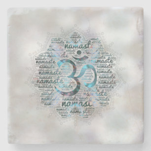 Porta-copo De Pedra Arte da palavra de Namaste da labradorite em Lotus