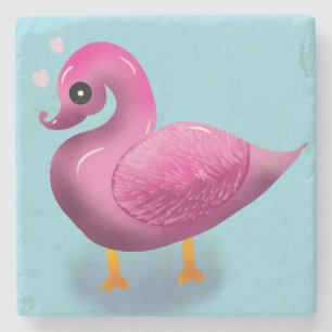 Porta-copo De Pedra Arte de berçário de Pato Rosa Kawaii Fofo & Coraçõ