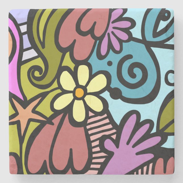 Porta-copo De Pedra Arte de Cubismo Moderno Abstrato (Frente)