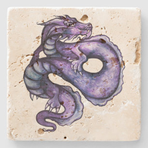 Porta-copo De Pedra Arte de Dragão Chinês Roxo