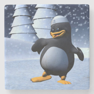 Porta-copo De Pedra Arte de Férias de Inverno Adorável de Pinguim Mari