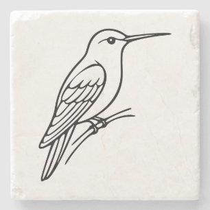 Porta-copo De Pedra Arte de Linha de Beija-flor – Ilustração de Pássar