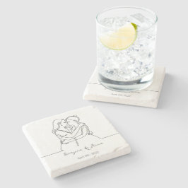 Porta-copo De Pedra Arte de linha de Casal lésbica personalizada minim