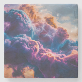 Porta-copo De Pedra Arte de Nebulosa Espacial Abstrata - Colorida e Có
