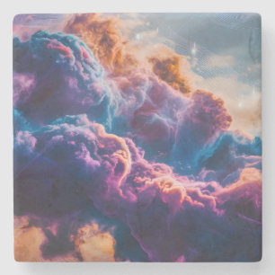 Porta-copo De Pedra Arte de Nebulosa Espacial Abstrata - Colorida e Có