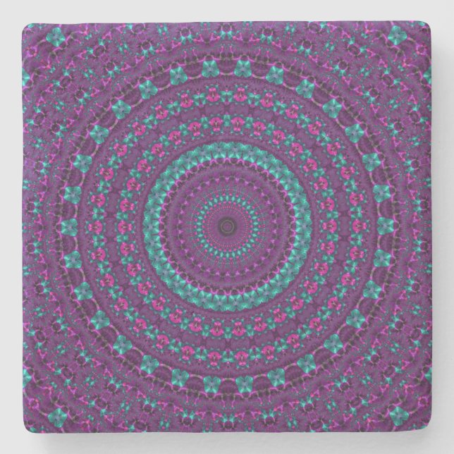 Porta-copo De Pedra Arte Digital Colorida, Tone de Jewel Mandala (Frente)