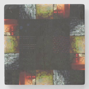 Porta-copo De Pedra Arte Digital de Falha Abstrata em Grid de Distorçã