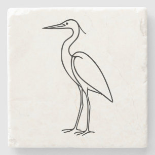Porta-copo De Pedra Arte em Linha de Garça – Ilustração Minimalista de