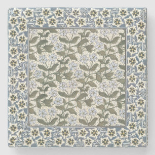 Porta-copo De Pedra Arte Flor de Vinca de Verão em Art Nouveau Botânic