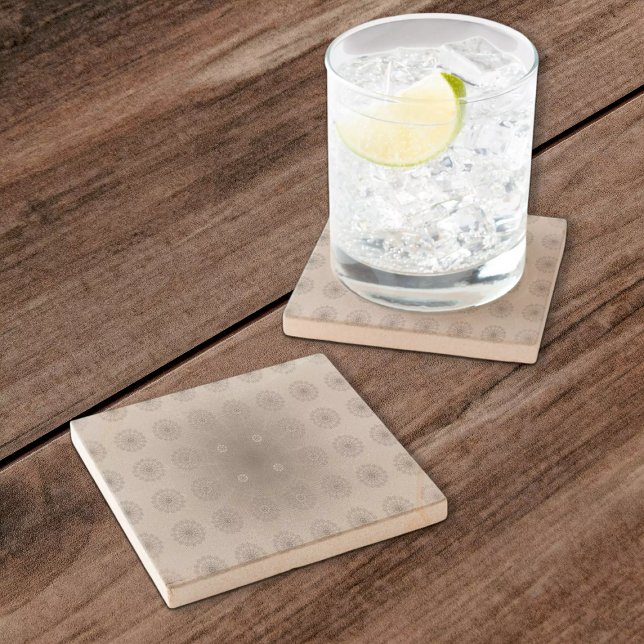 Porta-copo De Pedra Arte floral com padrão têxtil em areia (Criador carregado)