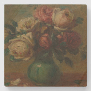 Porta-copo De Pedra Arte Floral Vintage Rosa Cottagecore Renoir