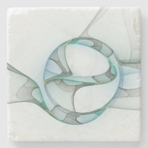 Porta-copo De Pedra Arte Fracional Abstrata Moderna Azul Turquesa Cinz