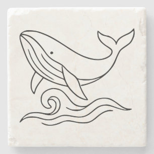 Porta-copo De Pedra Arte Minimalista de Baleia em Linha – Animal Marin