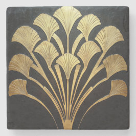 Porta-copo De Pedra Arte Minimalista, preto e Dourado