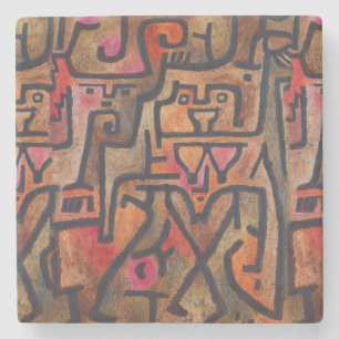 Porta-copo De Pedra Arte Moderna Expressionista Abstrata da Floresta d