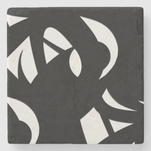 Porta-copo De Pedra Arte Moderna Incrível Preto e Branco