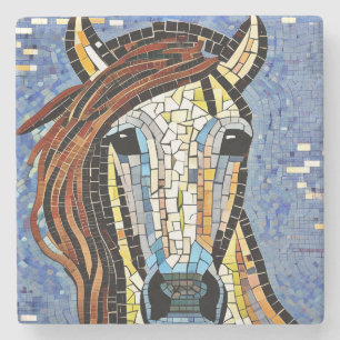 Porta-copo De Pedra Arte Mosaica Colorida Única do Cavalo Faux