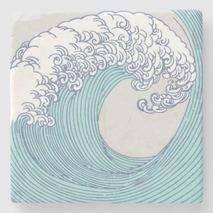 Porta-copo De Pedra Arte Oceânica Onda Surf Japonês