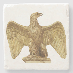 Porta-copo De Pedra Arte Patriótica Águia Americana Dourada Vintage