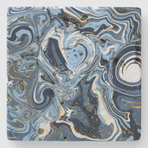 Porta-copo De Pedra Artes fluidas, brancas e Douradas