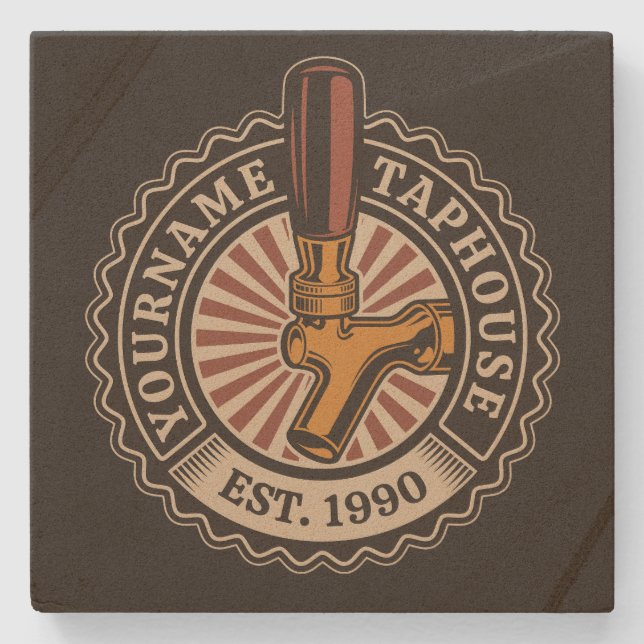 Porta-copo De Pedra Artesanato DE NOME Personalizado Bar de cervejaria (Frente)