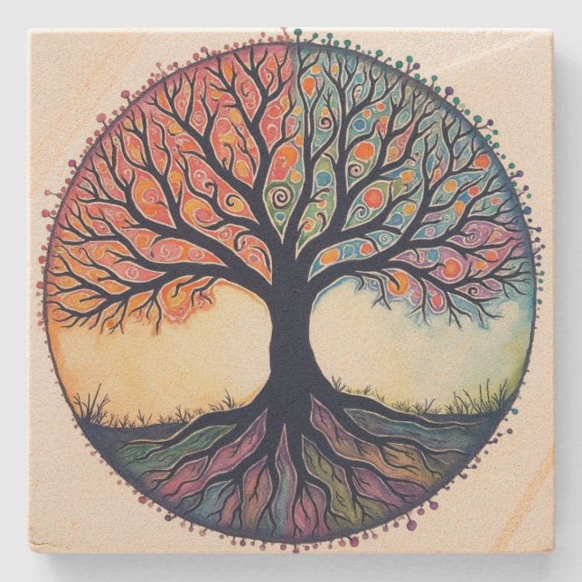 Porta-copo De Pedra Árvore da Vida (Frente)