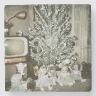 Porta-copo De Pedra Árvore de Natal de alumínio do vintage com