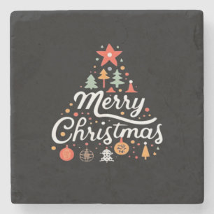 Porta-copo De Pedra Árvore de Natal Feliz Natal Clássico