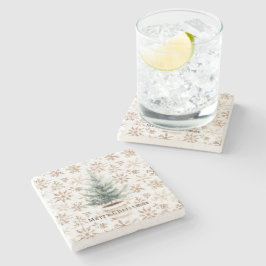 Porta-copo De Pedra Árvore de Natal Flocos de Neve Branca Creme