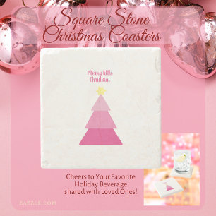 Porta-copo De Pedra Árvore de Natal Mínima de cor rosa-quente