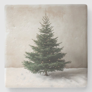 Porta-copo De Pedra Árvore de Natal minimalista com luzes suaves na ne