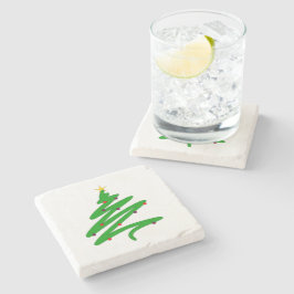 Porta-copo De Pedra Árvore de Natal Minimalista Verde