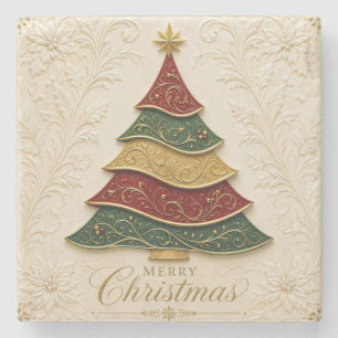 Porta-copo De Pedra Árvore de Natal Ornamentada a Ouro